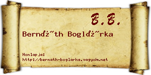 Bernáth Boglárka névjegykártya